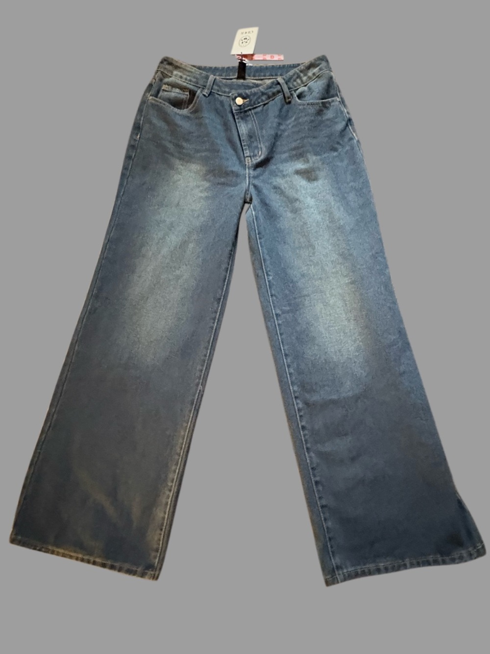 Cider Asymmetrical Wide Leg Women's Jeans in Faded Blue NWT